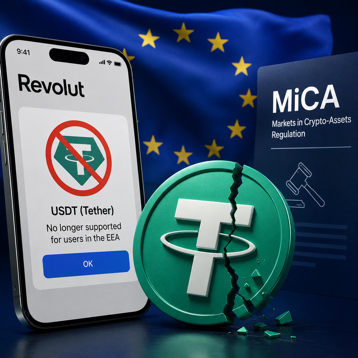 مقاله تتر زیر تیغ قوانین اروپا؛صرافی های اروپایی مجبور به حدف USDT میشوند؟ در اکسچنج پدیا